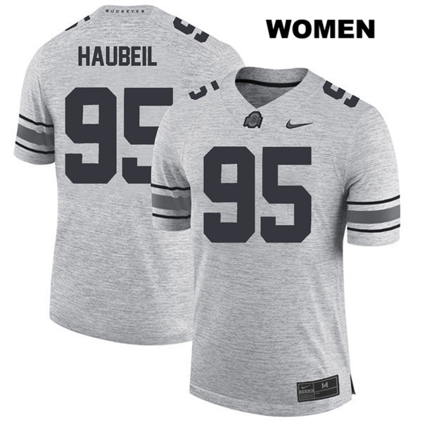 Ohio State Buckeyes Women's Blake Haubeil #95 Gray Authentic Nike College NCAA Stitched Football Jersey IT19D55UL